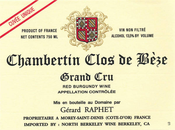 Rượu vang đỏ Domaine Gerard Raphet Chambertin Clos de Beze Grand Cru 2012