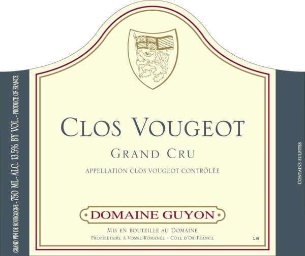 Rượu vang đỏ Domaine Guyon Clos Vougeot Grand Cru 2012