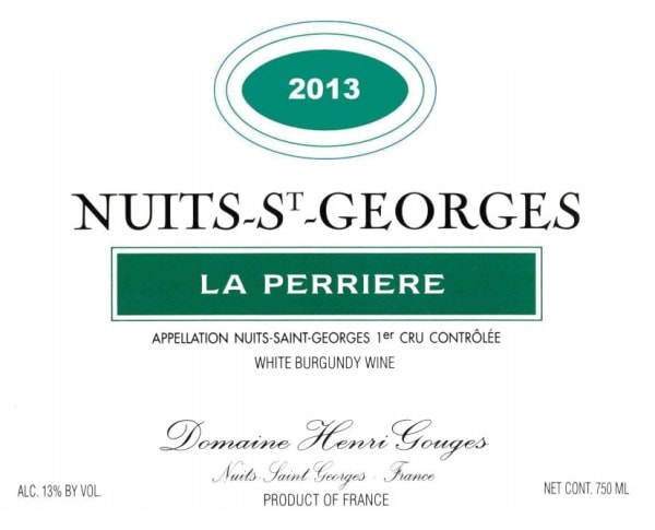 Rượu vang trằng Domaine Henri Gouges Nuits-St-Georges La Perriere Premier Cru Blanc 2013