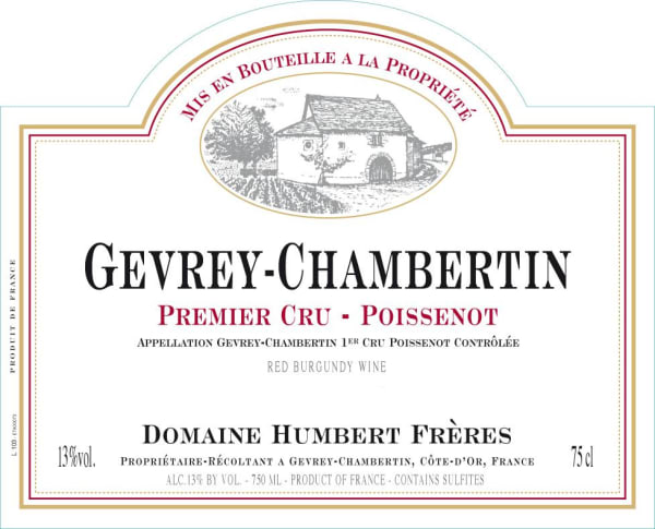 Rượu vang đỏ Domaine Humbert Freres Gevrey-Chambertin Poissenot Premier Cru 2018