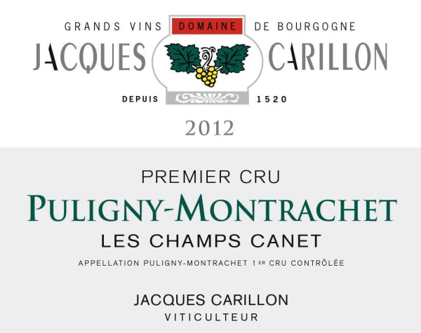Rượu vang trằng Domaine Jacques Carillon Puligny-Montrachet Les Champ Canet Premier Cru 2012