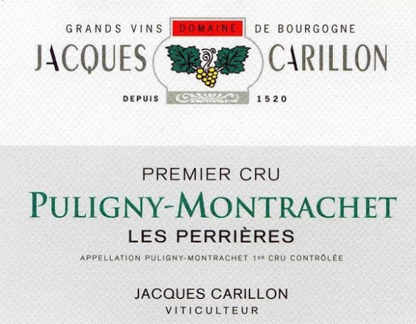 Rượu vang trằng Domaine Jacques Carillon Puligny-Montrachet Les Perrieres Premier Cru 2011
