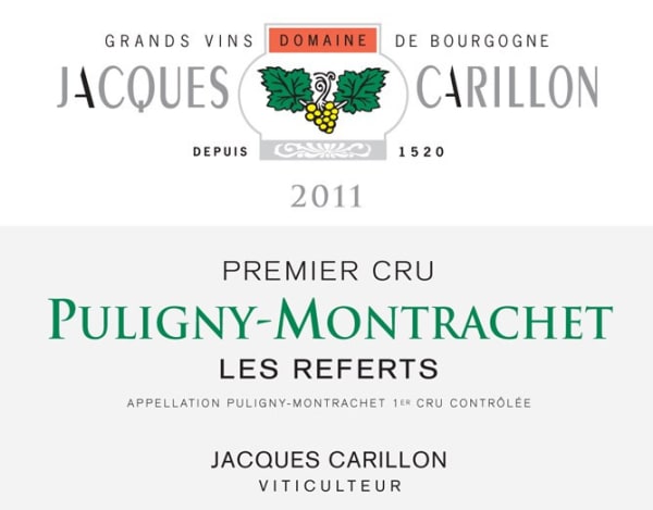 Rượu vang trằng Domaine Jacques Carillon Puligny-Montrachet Premier Cru Les Referts 2011