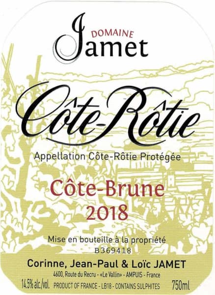 Rượu vang đỏ Domaine Jamet Cote Brune Cote Rotie 2018
