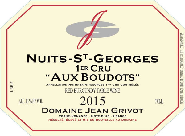 Rượu vang đỏ Domaine Jean Grivot Nuits-St-Georges Aux Boudots Premier Cru 2015