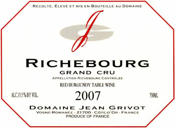 Rượu vang đỏ Domaine Jean Grivot Richebourg Grand Cru 2007
