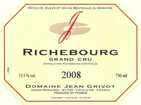 Rượu vang đỏ Domaine Jean Grivot Richebourg Grand Cru 2008