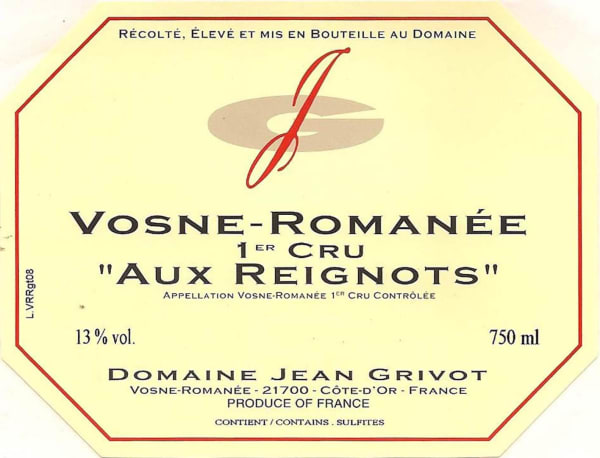 Rượu vang đỏ Domaine Jean Grivot Vosne-Romanee Aux Reignots Premier Cru 2014
