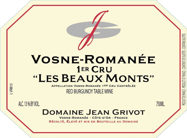Rượu vang đỏ Domaine Jean Grivot Vosne-Romanee Les Beaux Monts Premier Cru 2021