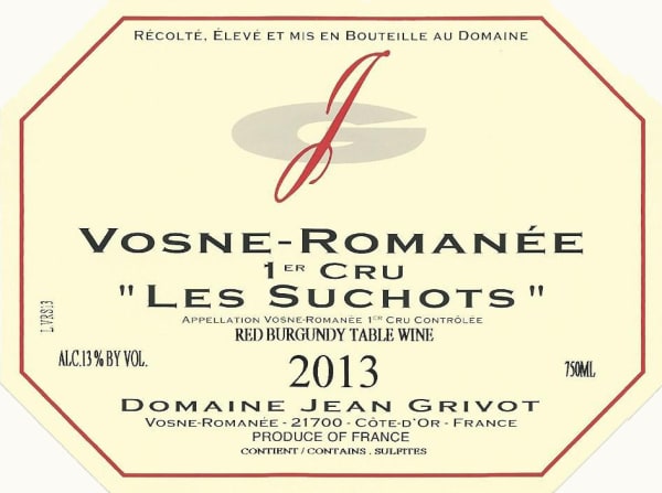 Rượu vang đỏ Domaine Jean Grivot Vosne Romanee Les Suchots Premier Cru 2013