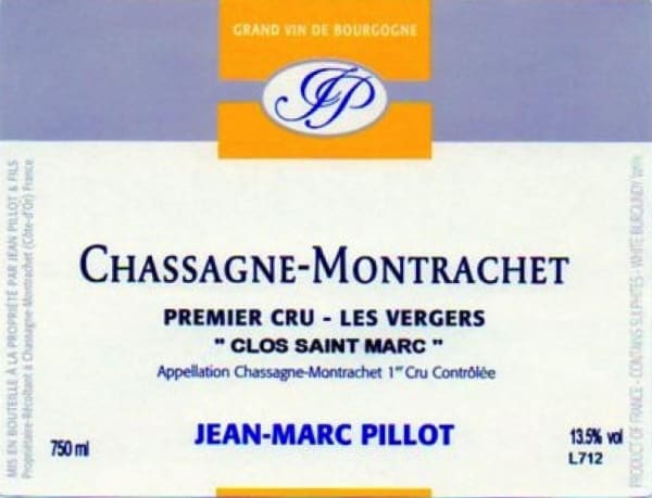 Rượu vang trằng Domaine Jean-Marc Pillot Chassagne-Montrachet Clos Saint Marc Les Vergers Premier Cru 2013