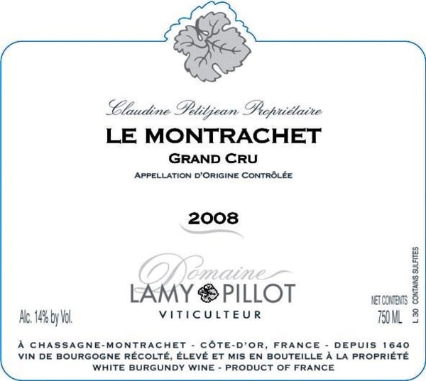 Rượu vang trằng Domaine Lamy Pillot Le Montrachet Grand Cru 2008