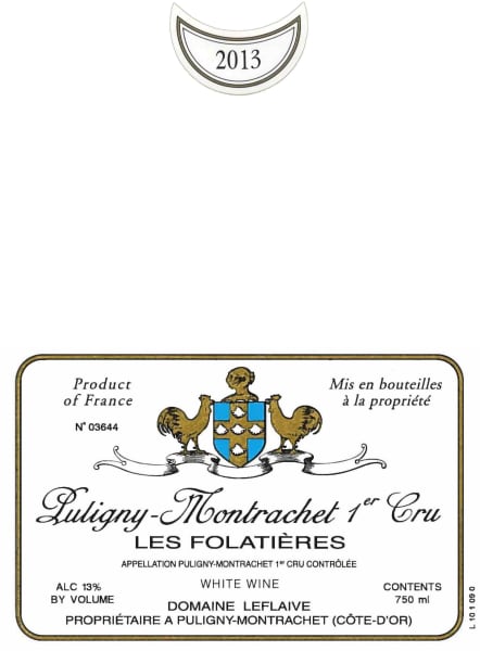 Rượu vang trằng Domaine Leflaive Puligny-Montrachet Les Folatieres Premier Cru 2013