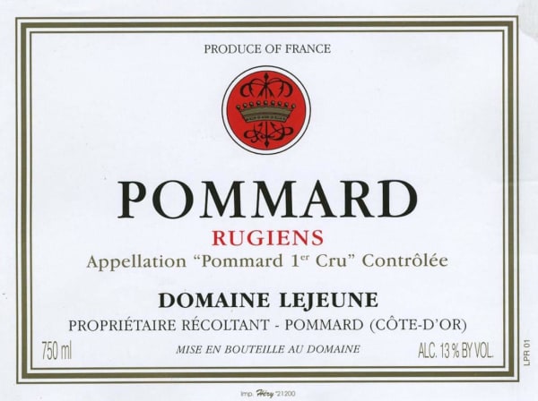 Rượu vang đỏ Domaine Lejeune Pommard Rugiens Premier Cru (chai Magnum 1,5 lít) 2005