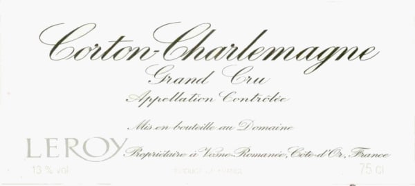 Rượu vang trằng Domaine Leroy Corton-Charlemagne Grand Cru 2001