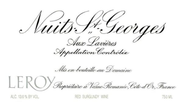 Rượu vang đỏ Domaine Leroy Nuits St Georges Aux Lavieres 2013