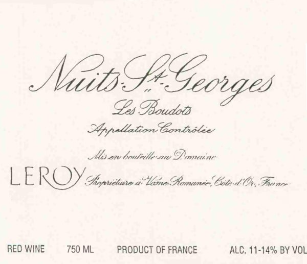Rượu vang đỏ Domaine Leroy Nuits St Georges Les Boudots 2010