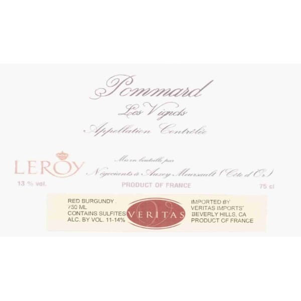 Rượu vang đỏ Domaine Leroy Pommard Les Vignots (chipped wax capsules) 2001