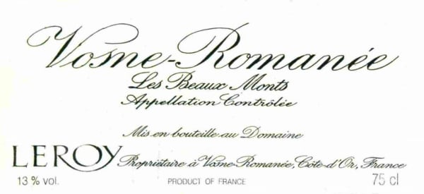 Rượu vang đỏ Domaine Leroy Vosne Romanee les Beaux Monts 2002