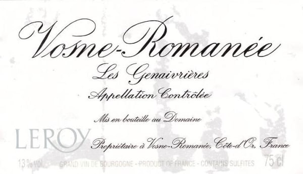 Rượu vang đỏ Domaine Leroy Vosne-Romanee Les Genevrieres 2012