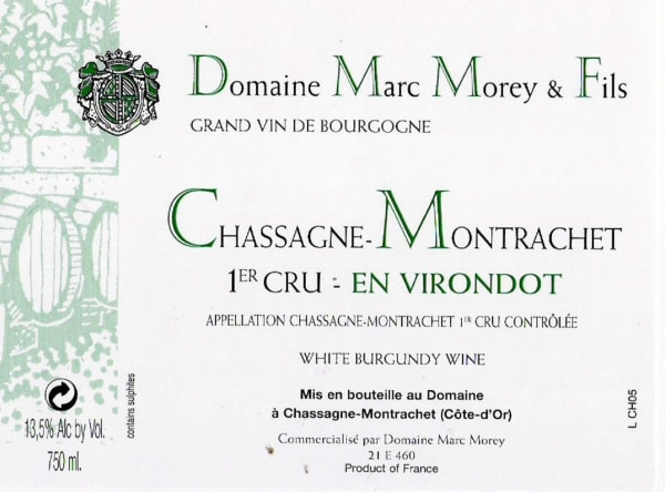 Rượu vang trằng Domaine Marc Morey Chassagne-Montrachet En Virondot Premier Cru 2018