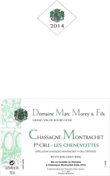Rượu vang trằng Domaine Marc Morey Chassagne-Montrachet Les Chenevottes Premier Cru 2014