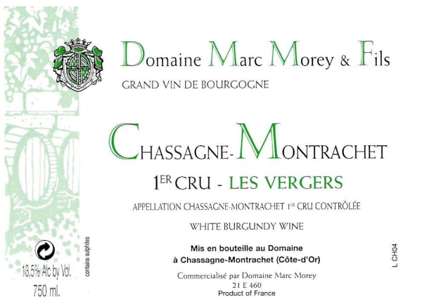 Rượu vang trằng Domaine Marc Morey Chassagne-Montrachet Les Vergers Premier Cru 2018