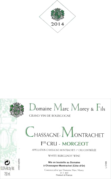 Rượu vang trằng Domaine Marc Morey Chassagne-Montrachet Morgeot Premier Cru 2014