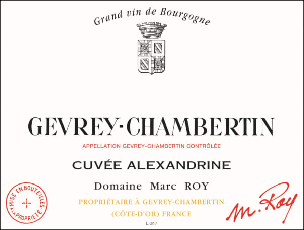 Rượu vang đỏ Domaine Marc Roy Gevrey-Chambertin Cuvee Alexandrine 2021