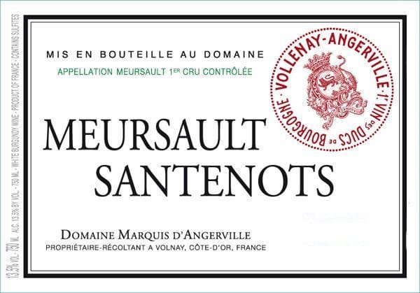 Rượu vang trằng Domaine Marquis d'Angerville Meursault Santenots Premier Cru 2013