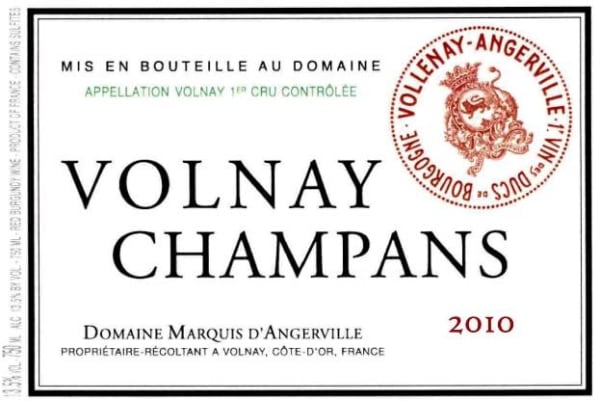 Rượu vang đỏ Domaine Marquis d'Angerville Volnay Champans Premier Cru 2010