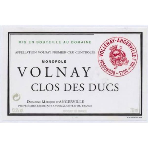 Rượu vang đỏ Domaine Marquis d'Angerville Volnay Clos des Ducs Premier Cru Monopole 1996
