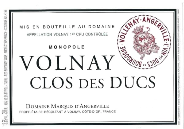 Rượu vang đỏ Domaine Marquis d'Angerville Volnay Clos des Ducs Premier Cru Monopole 2003