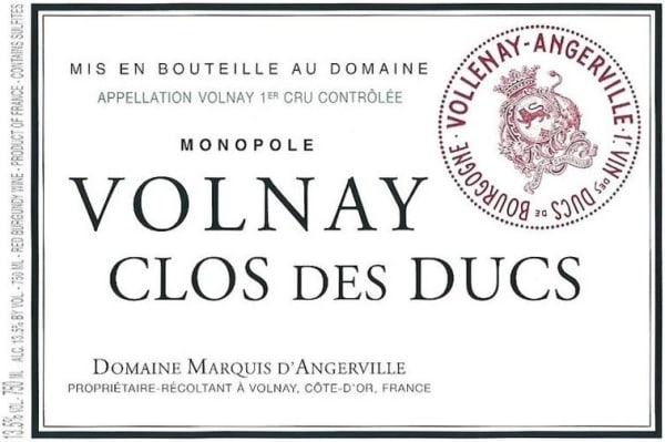 Rượu vang đỏ Domaine Marquis d'Angerville Volnay Clos des Ducs Premier Cru Monopole 2005