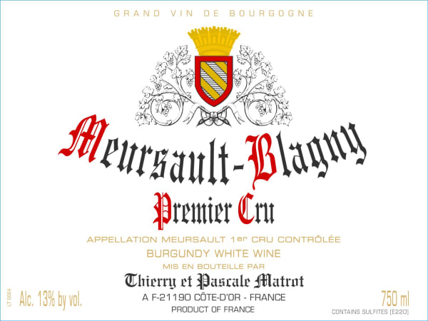 Rượu vang trằng Domaine Matrot Meursault Blagny Premier Cru 2021