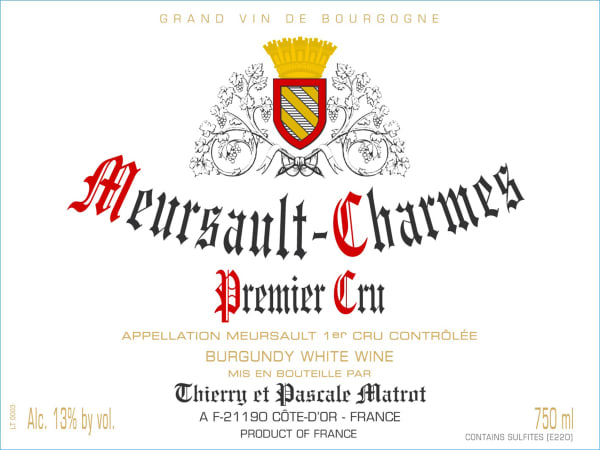 Rượu vang trằng Domaine Matrot Meursault Charmes Premier Cru 2021