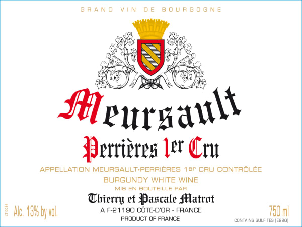 Rượu vang trằng Domaine Matrot Meursault Perrieres Premier Cru 2016