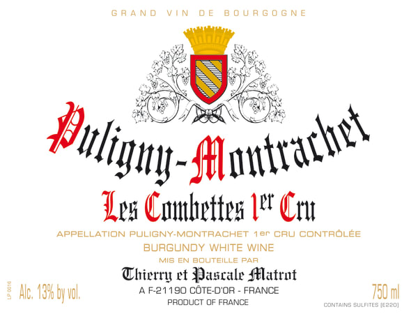 Rượu vang trằng Domaine Matrot Puligny-Montrachet Combettes Premier Cru 2018