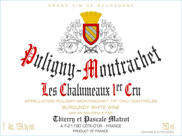 Rượu vang trằng Domaine Matrot Puligny-Montrachet Les Chalumeaux Premier Cru 2016