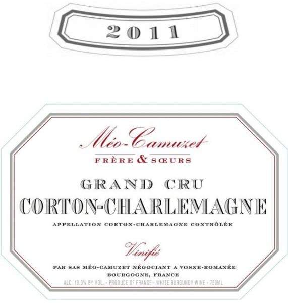 Rượu vang trằng Domaine Meo-Camuzet Corton-Charlemagne Grand Cru 2011