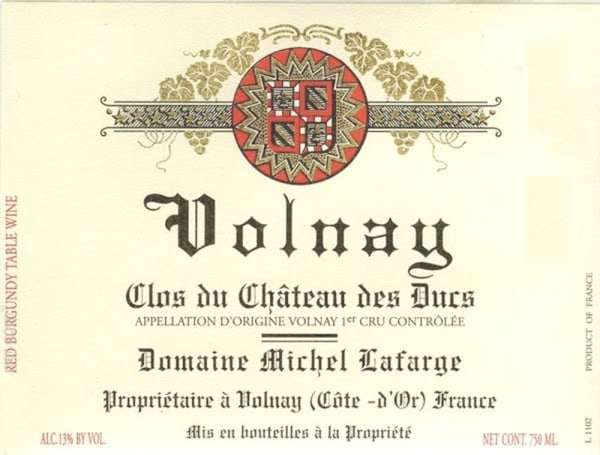 Rượu vang đỏ Domaine Michel Lafarge Volnay Clos du Chateau des Ducs Premier Cru 2009