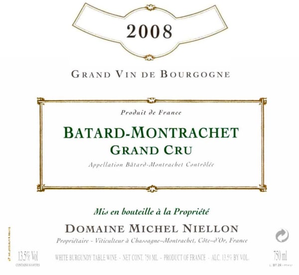 Rượu vang trằng Domaine Michel Niellon Batard Montrachet Grand Cru 2008