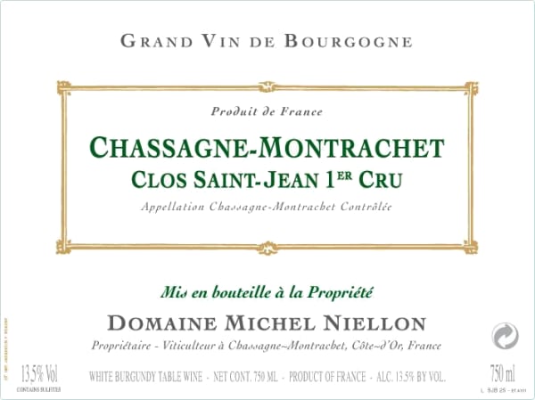 Rượu vang trằng Domaine Michel Niellon Chassagne-Montrachet Clos St. Jean Premier Cru 2020