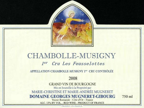 Rượu vang đỏ Domaine Mugneret-Gibourg Chambolle-Musigny Les Feusselottes Premier Cru 2008