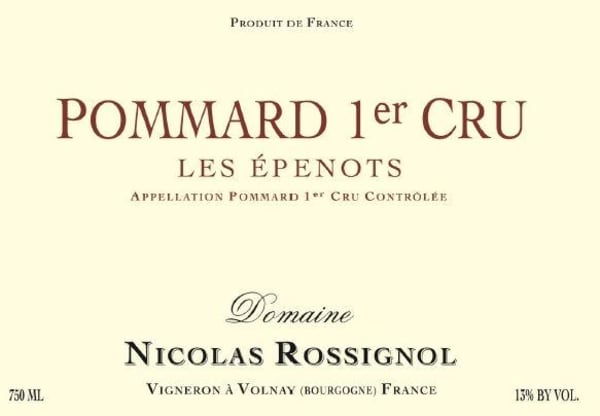 Rượu vang đỏ Domaine Nicolas Rossignol Pommard les Epenots Premier Cru 2010