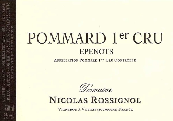 Rượu vang đỏ Domaine Nicolas Rossignol Pommard les Epenots Premier Cru 2012