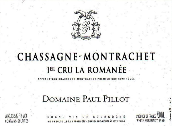 Rượu vang trằng Domaine Paul Pillot Chassagne-Montrachet La Romanee Premier Cru 2018