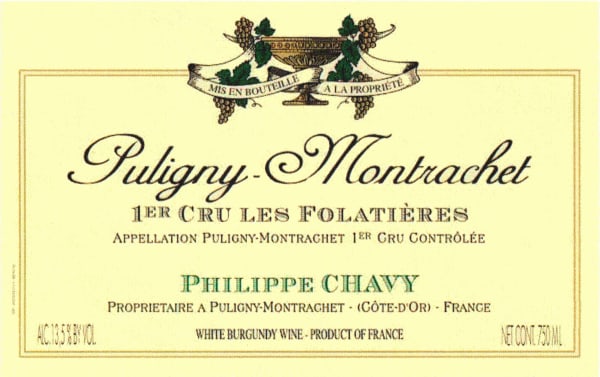 Rượu vang trằng Domaine Phillipe Chavy Puligny-Montrachet Les Folatieres Premier Cru 2012