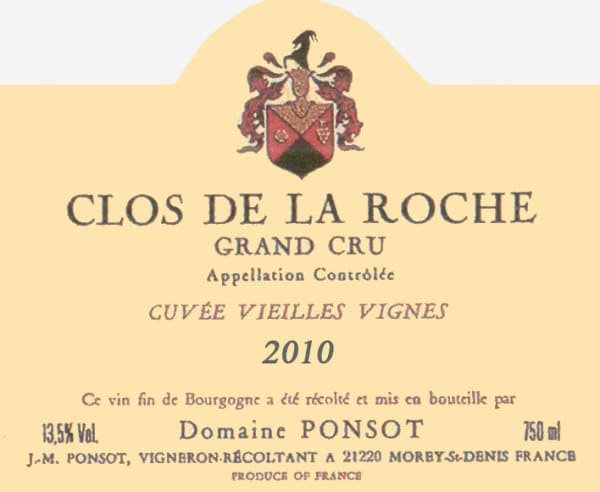 Rượu vang đỏ Domaine Ponsot Clos de la Roche Cuvee Vieilles Vignes Grand Cru 2010