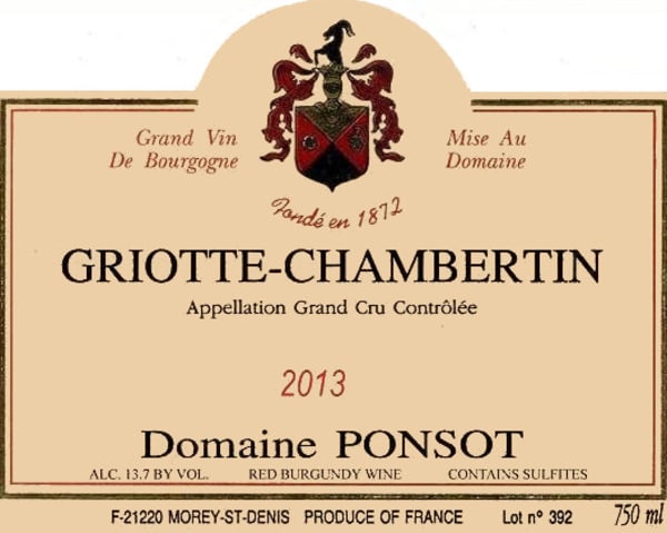 Rượu vang đỏ Domaine Ponsot Griotte-Chambertin 2013